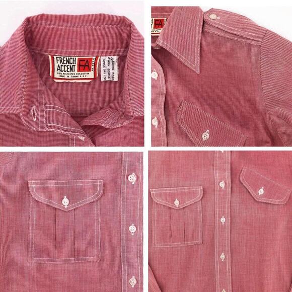 80s pointed collar button up shirt 1980s vintage - Picture 4 of 4